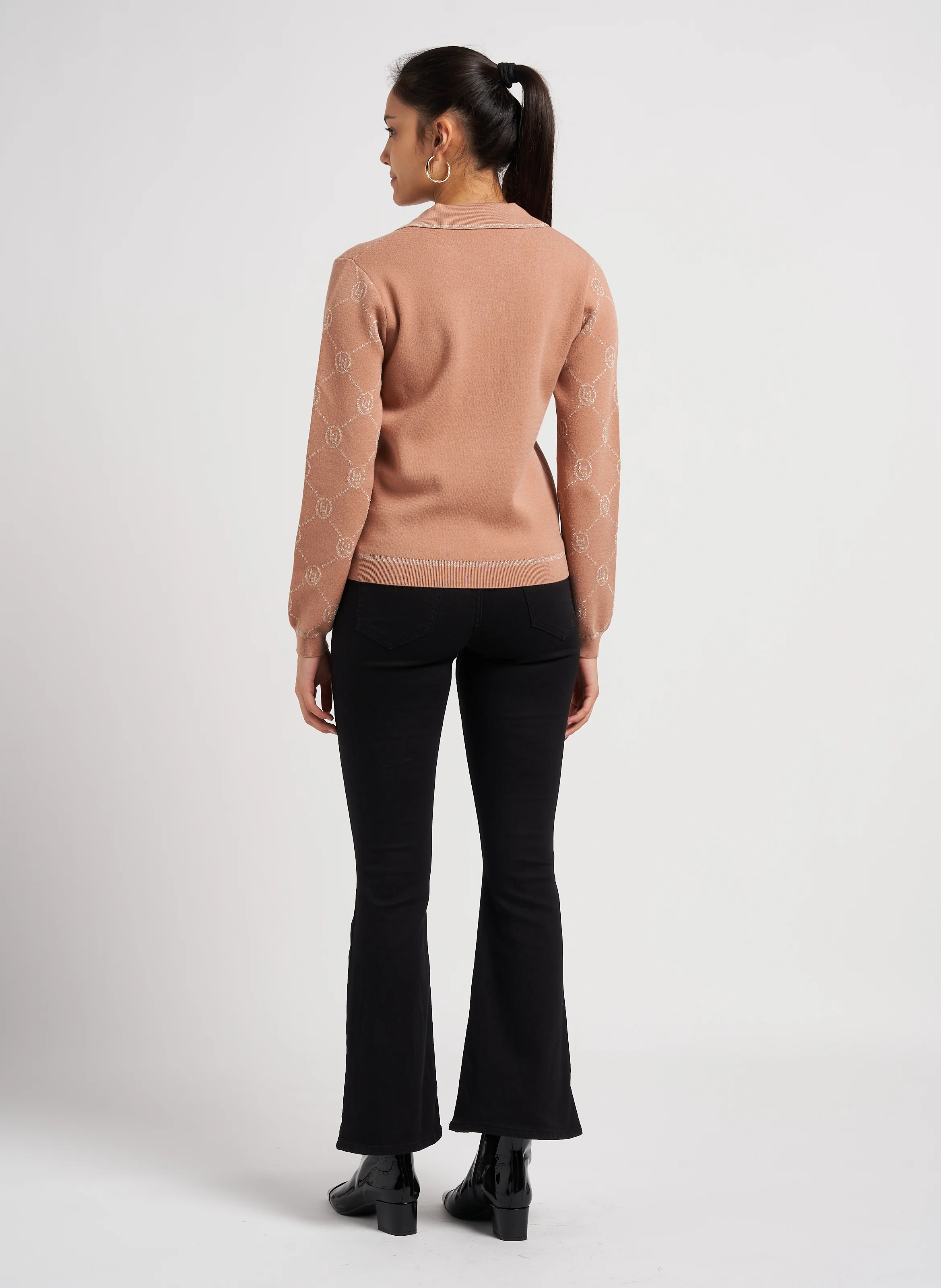 BETTY - Jean flare en coton mélangé| Noir