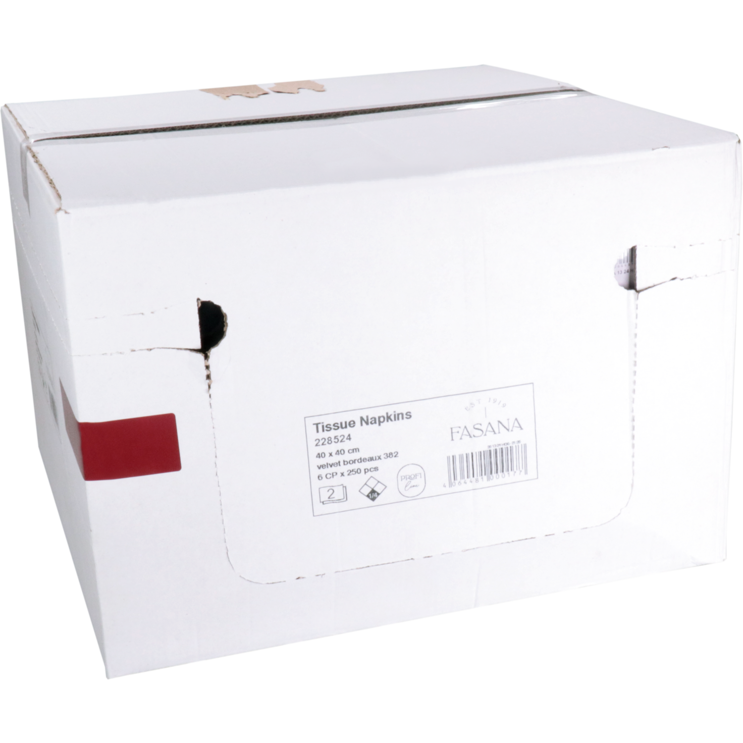 Servet, 1/4 vouw, 2-laags, 40x40cm, cellulose, bordeaux