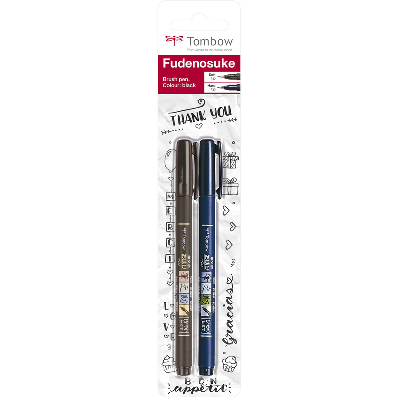 Tombow Kalligrafiestifte Fudenosuke, 2 Stück, schwarz
