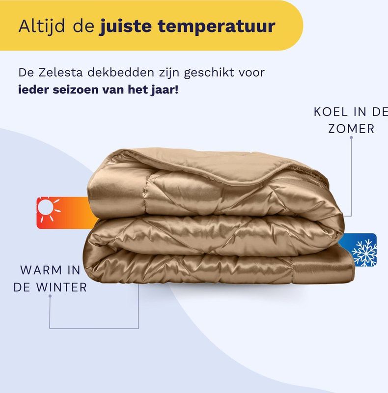 Zelesta - Beautybed - Taupe - 200x200 - Satijnen Dekbed Zonder Overtrek - Wasbaar Dekbed
