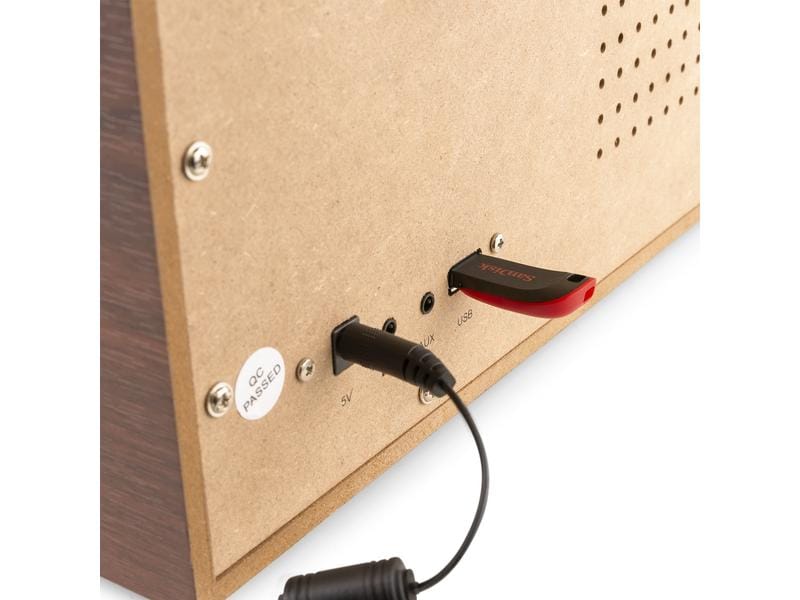 Audizio Plattenspieler mit Bluetooth Frisco Braun/Grau Plattenspieler mit Radio und Stereo-Lautsprechersystem