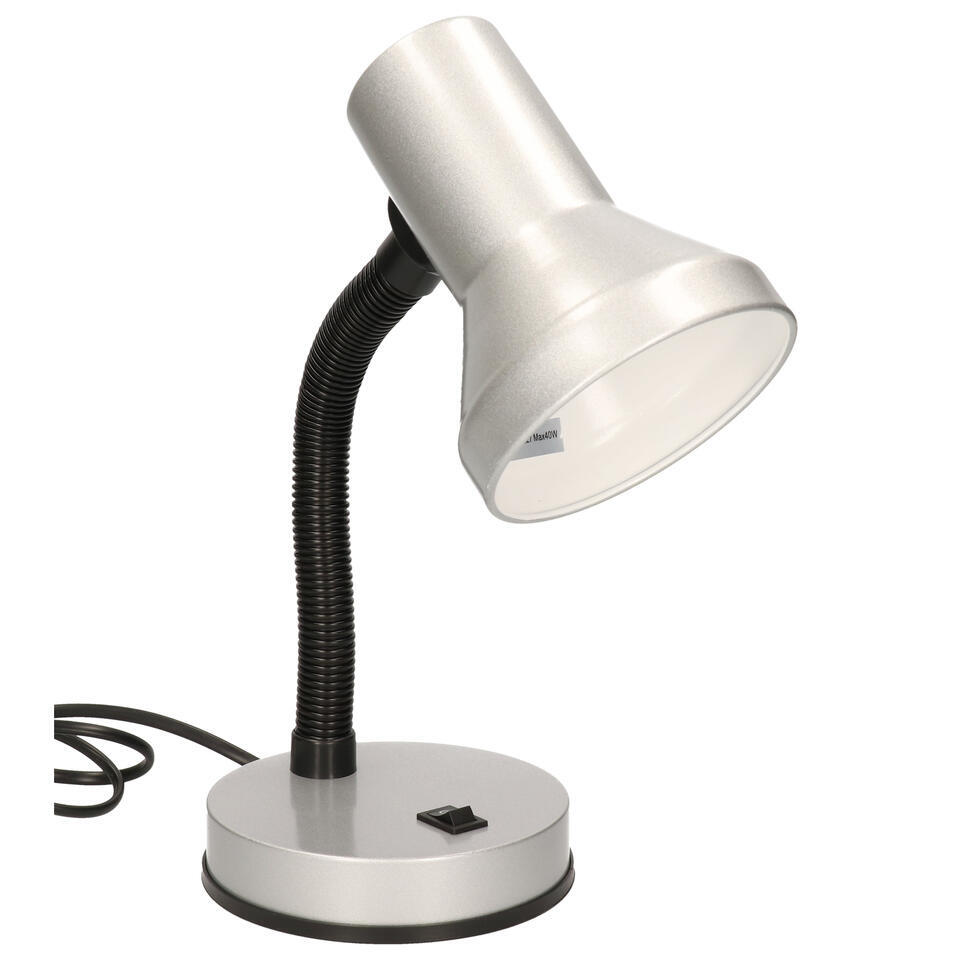 Gerimport Bureaulamp - zilverkleurig - 13 x 30 cm - buigbaar