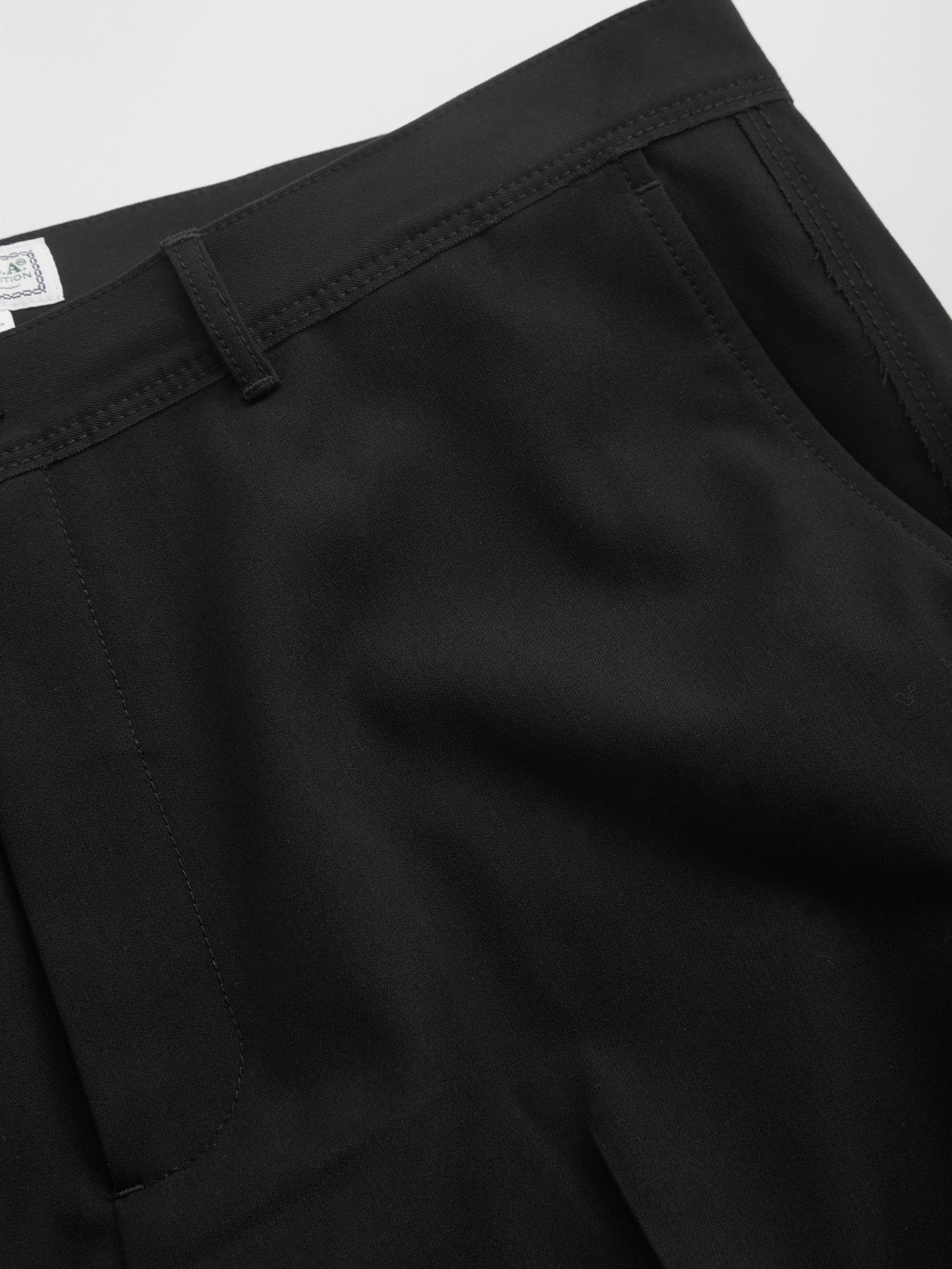 calça de terno de tecido plano