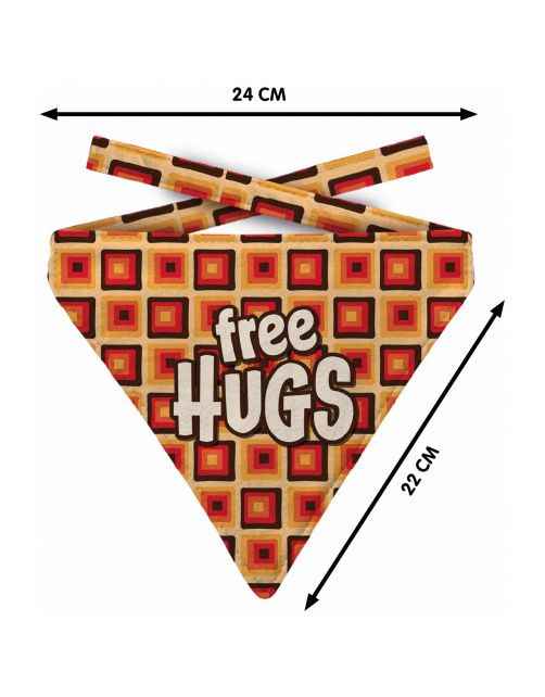Plenty Gifts Bandana Dog Free Hugs Retro - Cadeau - 20x24x1 cm Rood Bruin L