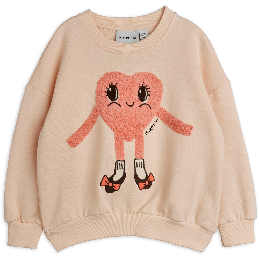 Køb Mini Rodini Pink Heart In Shoes Chenille Sweatshirt