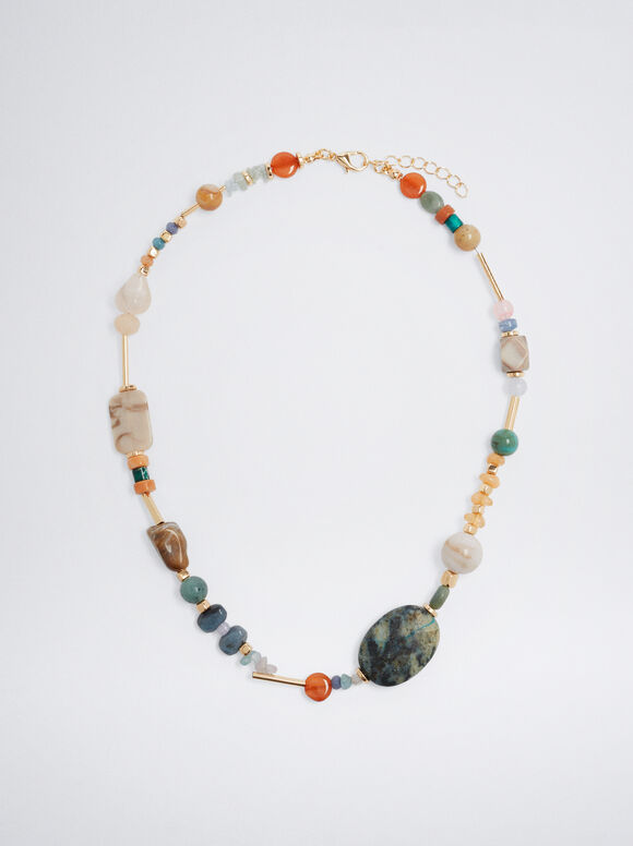 Colar com Pedra - Multicolorido