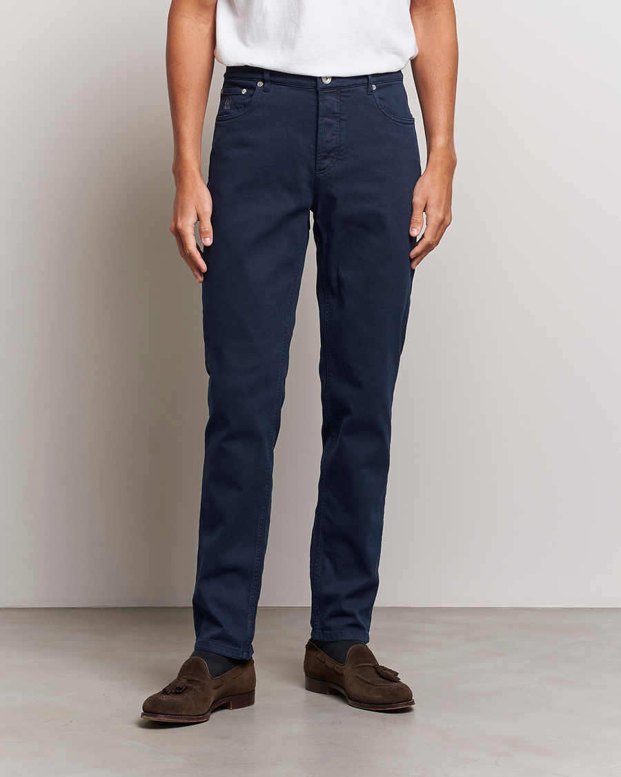Brunello Cucinelli Slim Fit Bull Denim Pants Navy