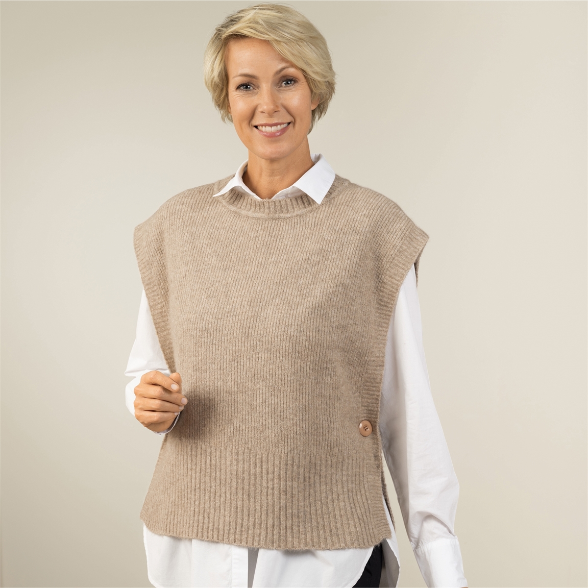 Pull poncho beige
