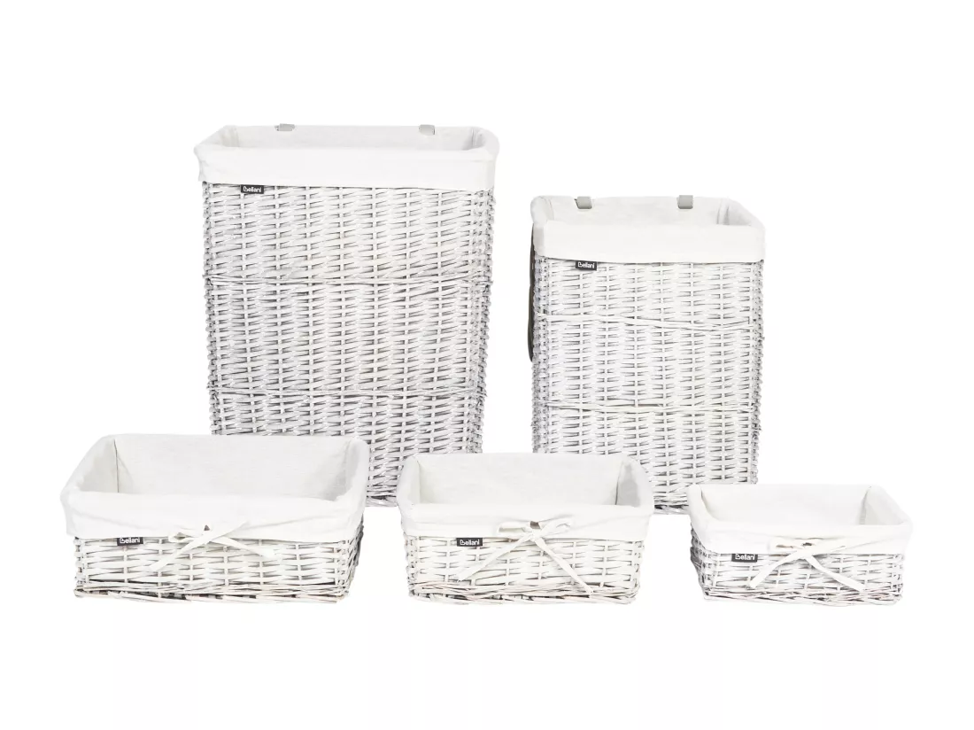 Lot de 5 paniers en saule blanc ELLA