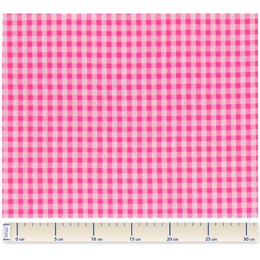 Coupon Tissu 50 Cm Ex2427 Vichy Seersucker Rose Fluo