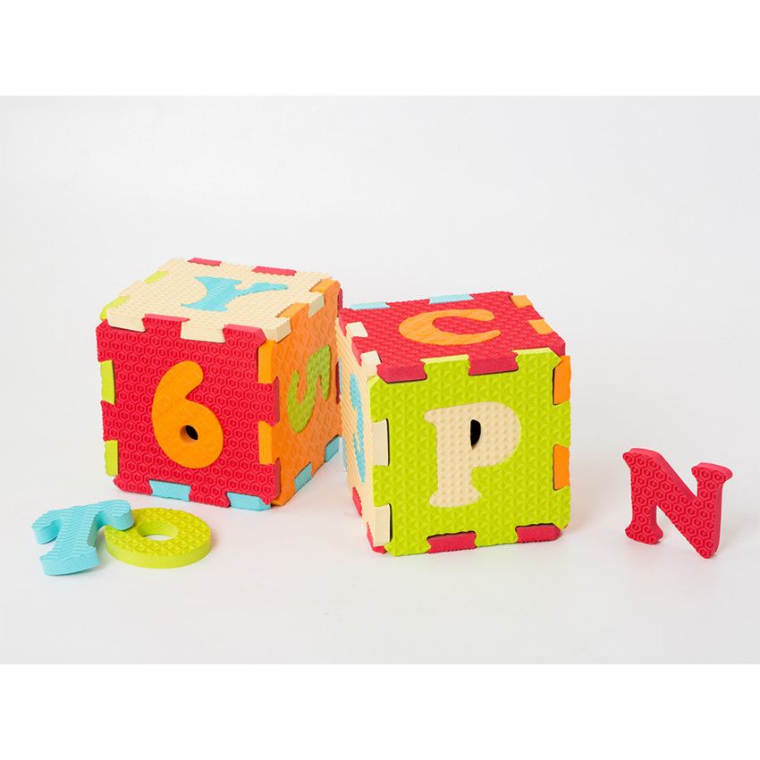 Dalles en mousse lettres et chiffres 92 x 92 cm - Ecru
