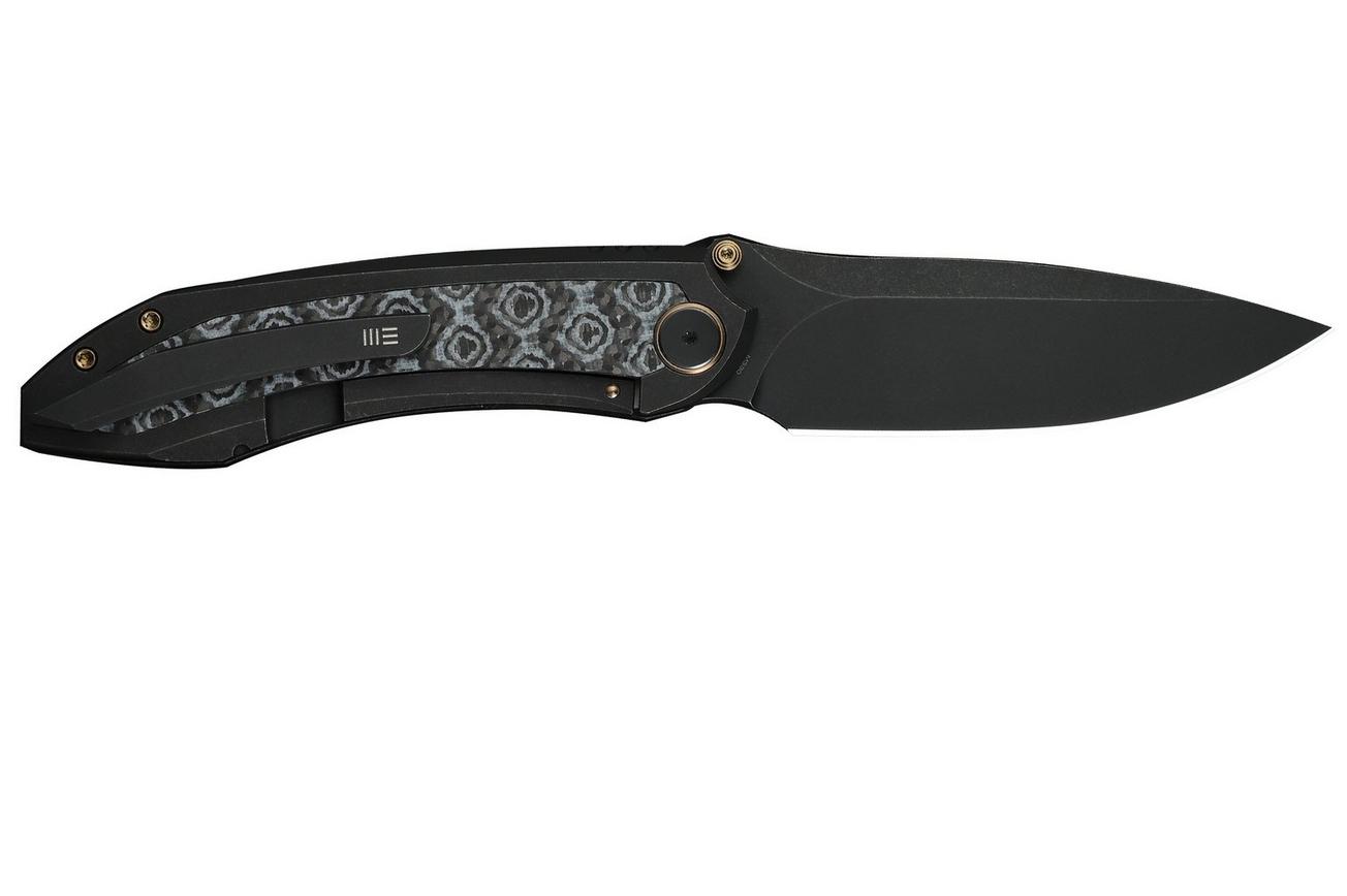 WE Knife Winsome WE23092-1 Black Stonewashed, Titanium Layered G10 Rose Pattern Carbon Inlay, zakmes