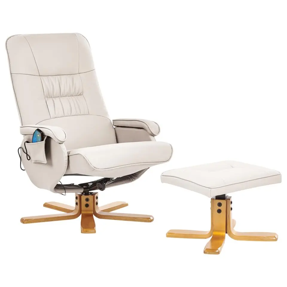 RELAXPRO - Relaxfauteuil met voetenbank - Lichtbeige - Kunstleer