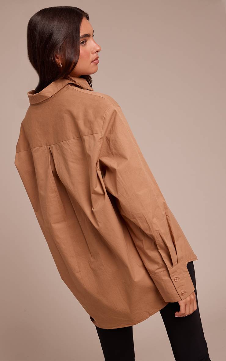Marron Chemise En Coton À Poignets Surdimensionnés