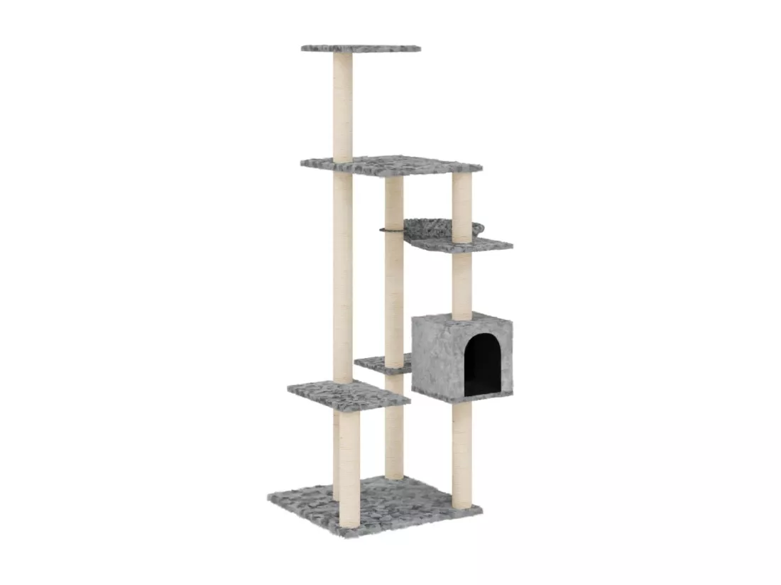 Arbre à chat avec griffoirs en sisal Gris clair 142 cm