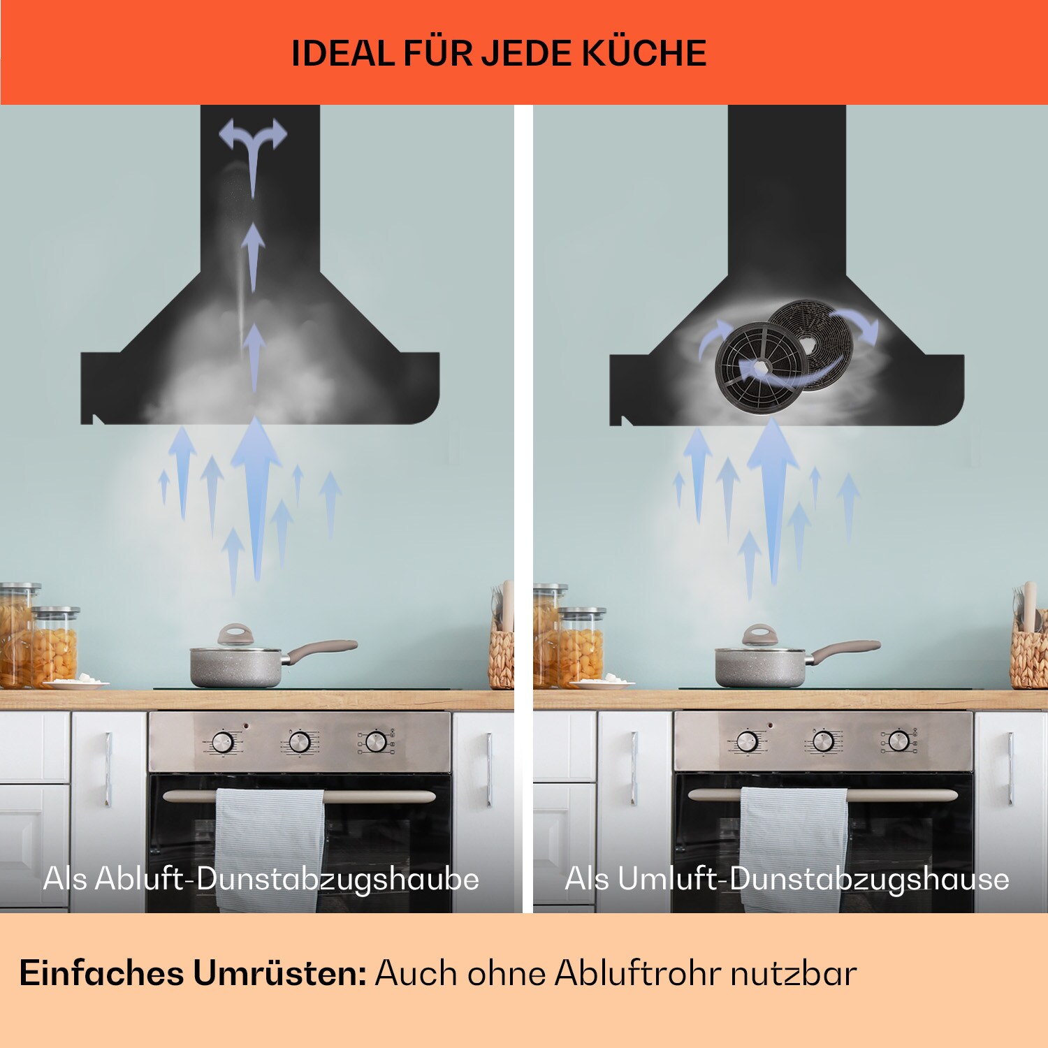 Clara 60 Dunstabzugshaube Glas 509 m³/h Touch Ambiente-Licht Schwarz