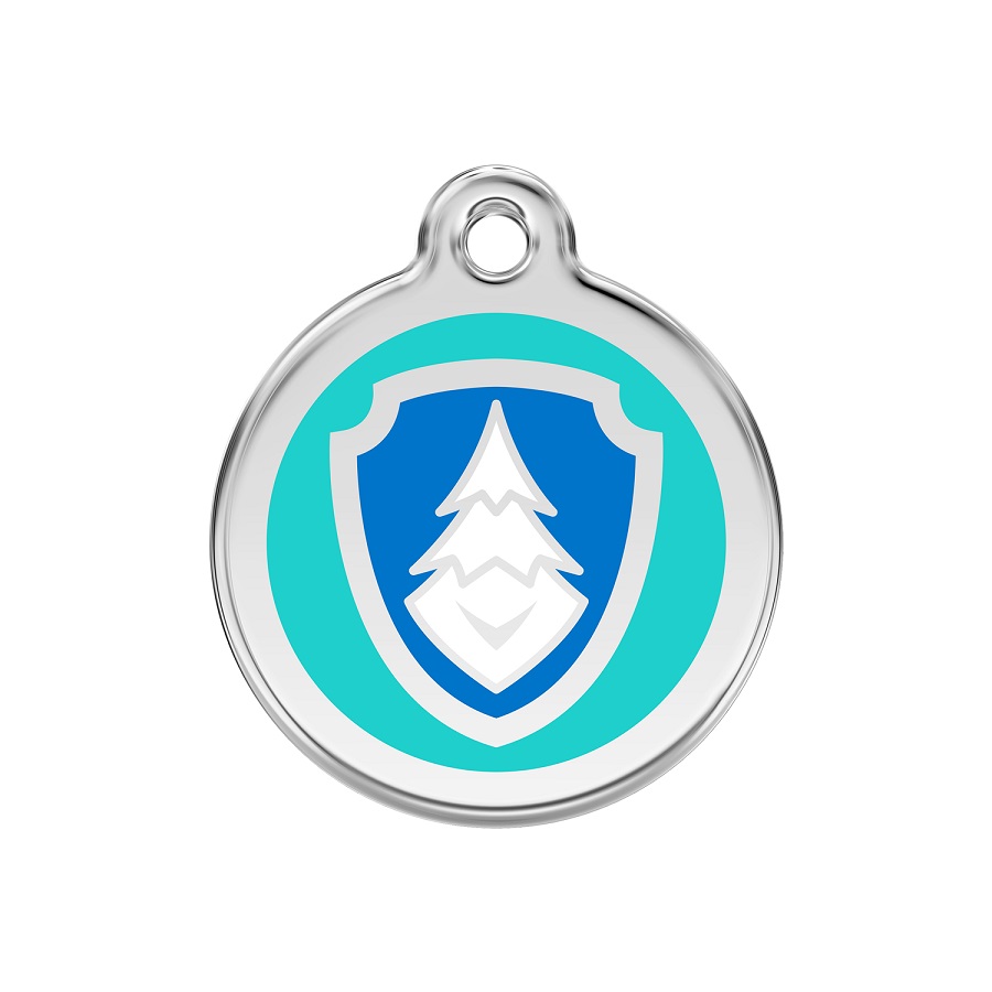 Placa de identificação para cães Nickelodeon Patrulha Canina Everest Aqua em aço inoxidável esmaltado