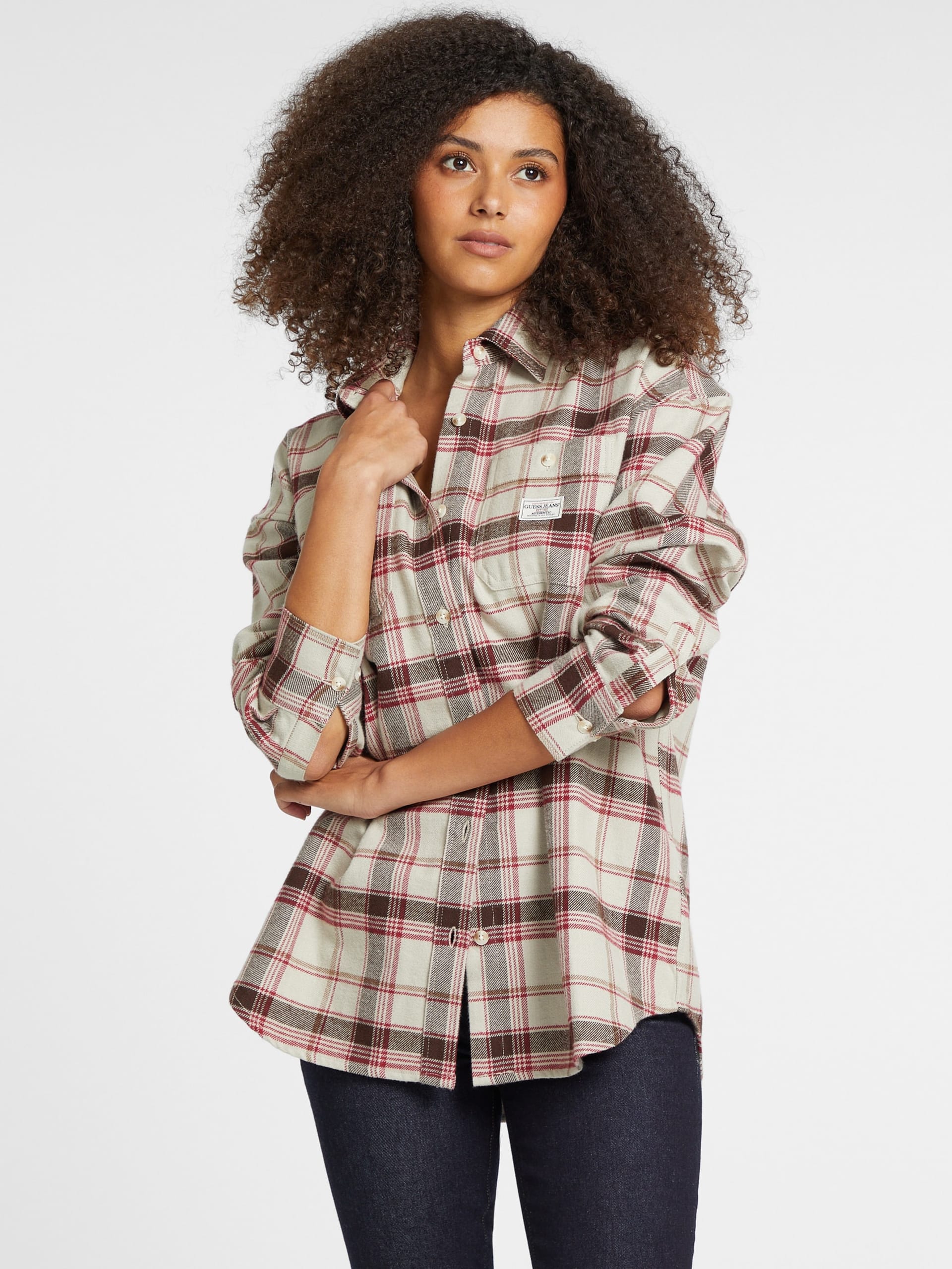 Camisa de manga comprida oversized com bolso