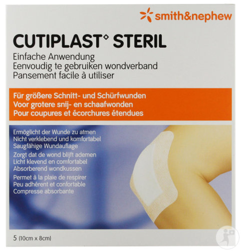 Smith&Nephew Cutiplast Steril Pansement Post-Opératoire Non Tissé 10x8cm Pièces 5 (66076826)
