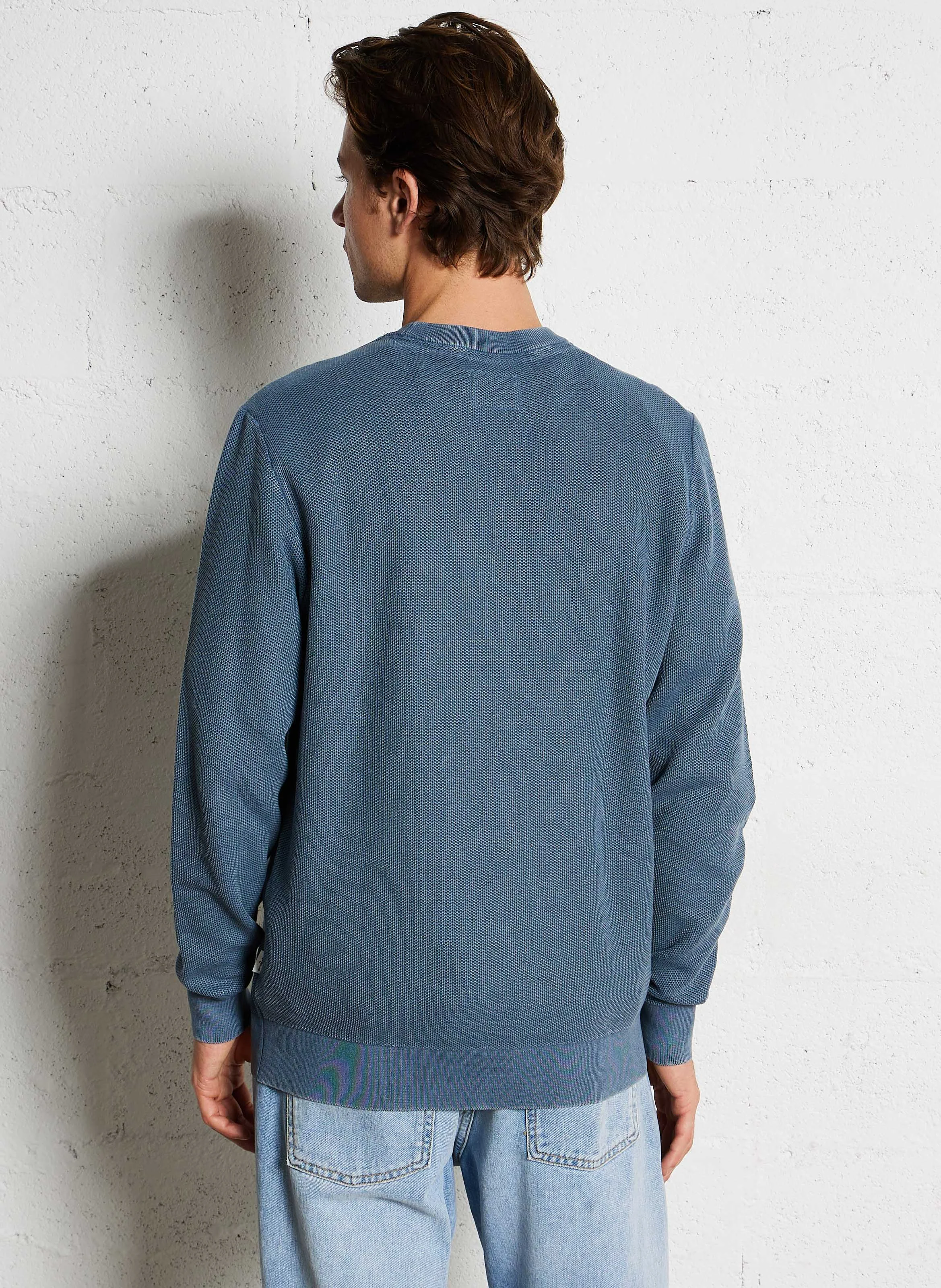 CRAIG - Pull col rond ample en coton | Bleu