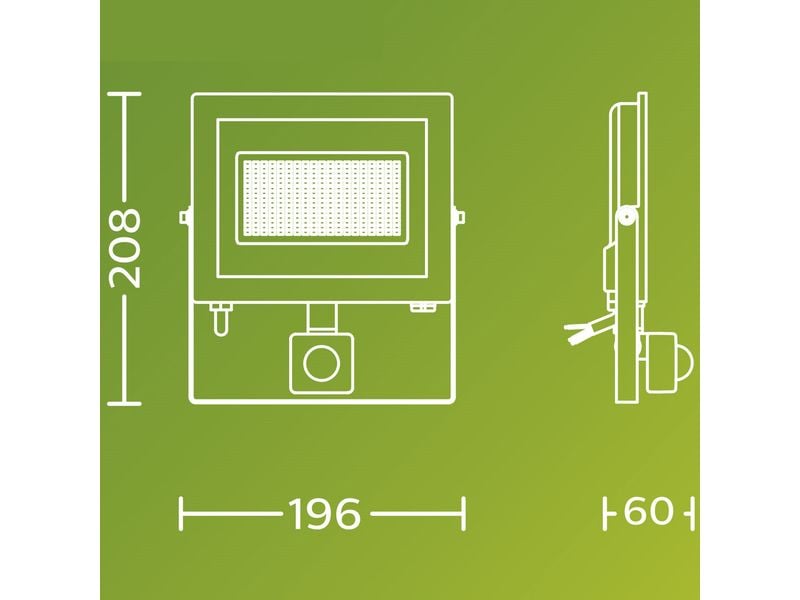 Philips Lois Flutlcht UE 24W 3000 K IR IP65 anthrazit 24 W Hocheffizienter Scheinwerfer mit Bewegungssensor