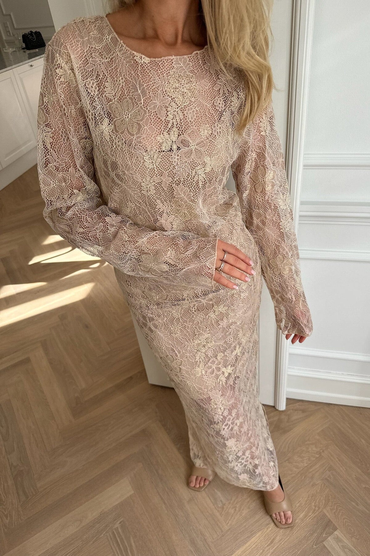 BYIC Leaic Lace Dress grf gold rose flower
