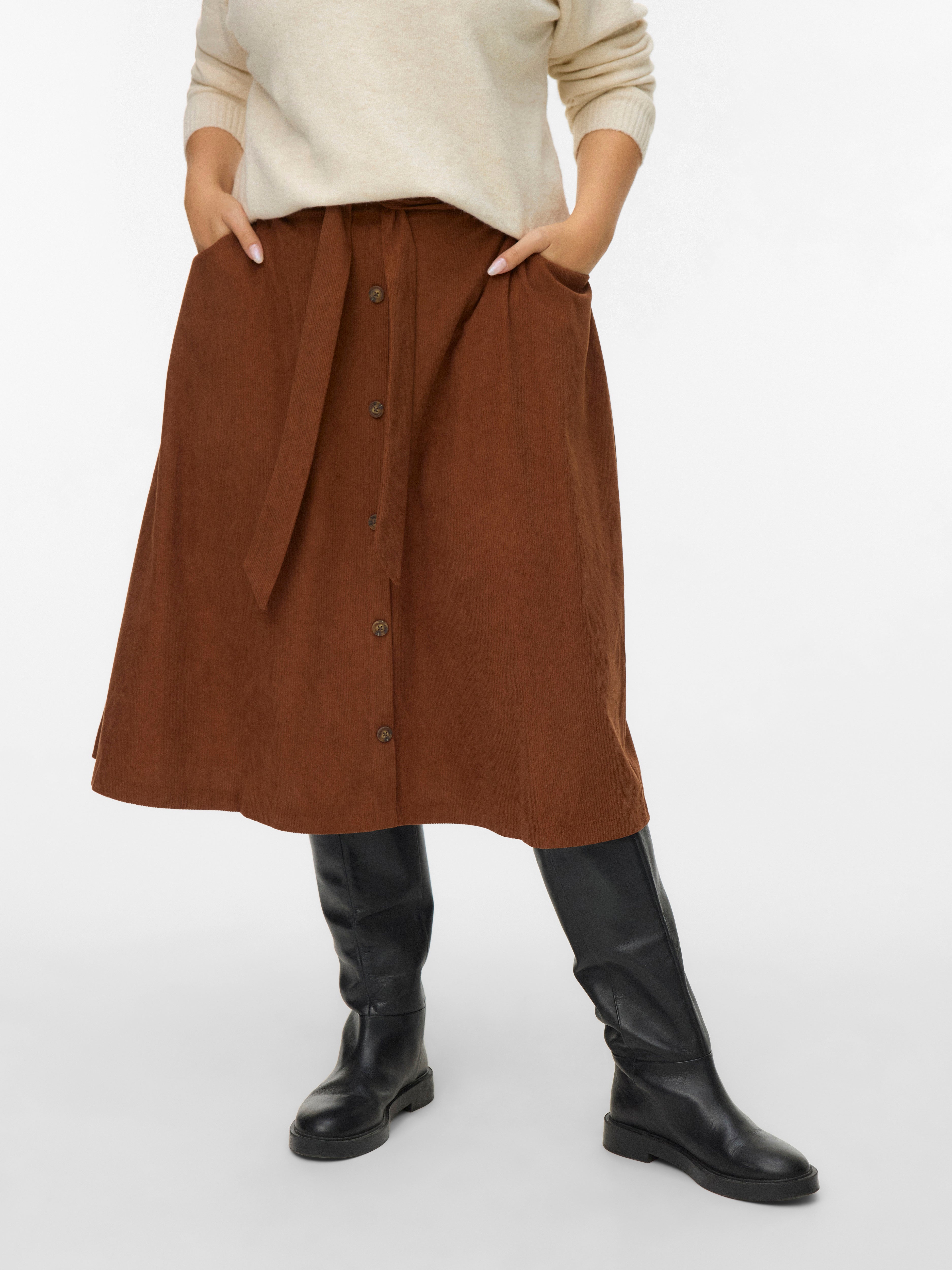 VMVILJA Corduroy High waist Midi-rok