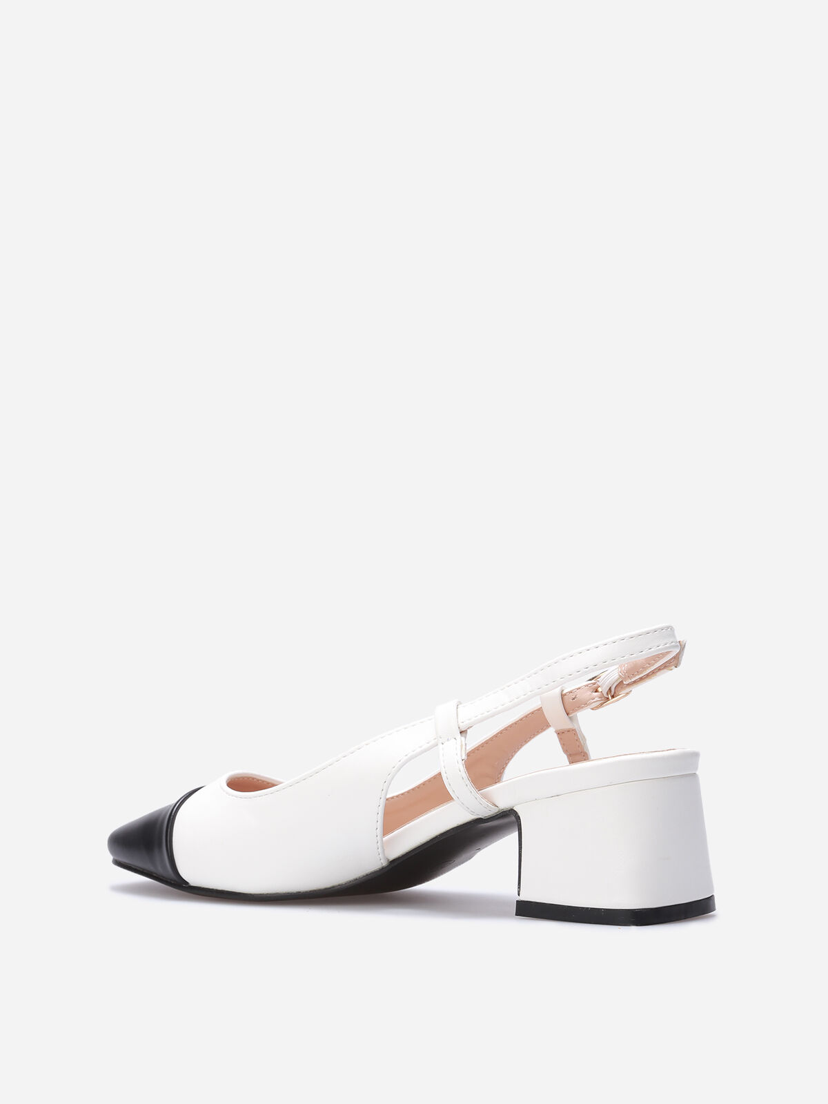 Escarpins slingback bicolores- Blanc