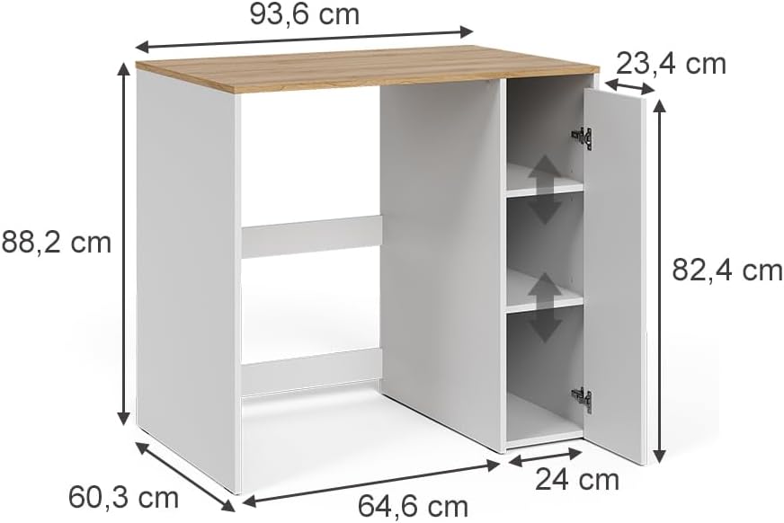 Vicco Waschmaschinenschrank Viktor, Weiß/Artisan, 93.6 x 88.2 cm mit Fächern und Tür