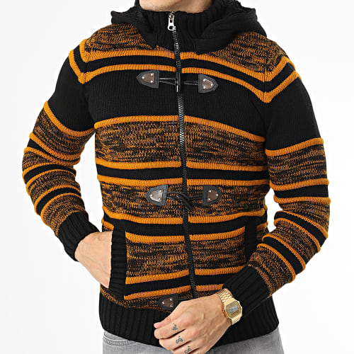 Gilet Zippé Capuche 3000 Noir Orange