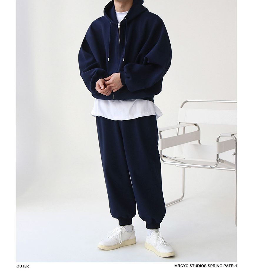 MRCYC - Effen hoodie met rits / Cropped harembroek met hoge taille