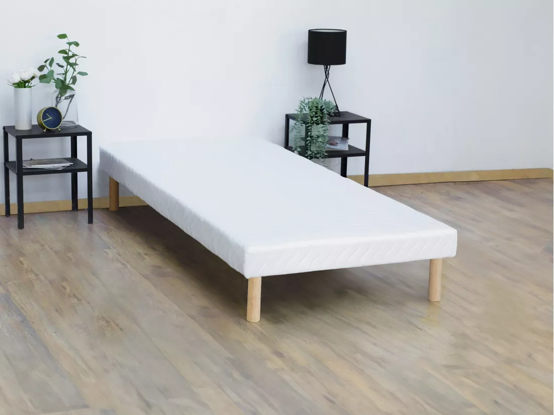Sommier déco tapissier 90 x 190 cm 9 lattes - Blanc - ASTHENIS II de YSMÉE