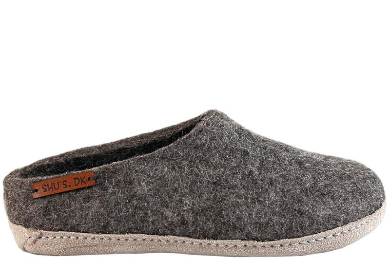 SHU´S OPEN HEEL BROWN HJEMMESKO I BRUNT ULD
