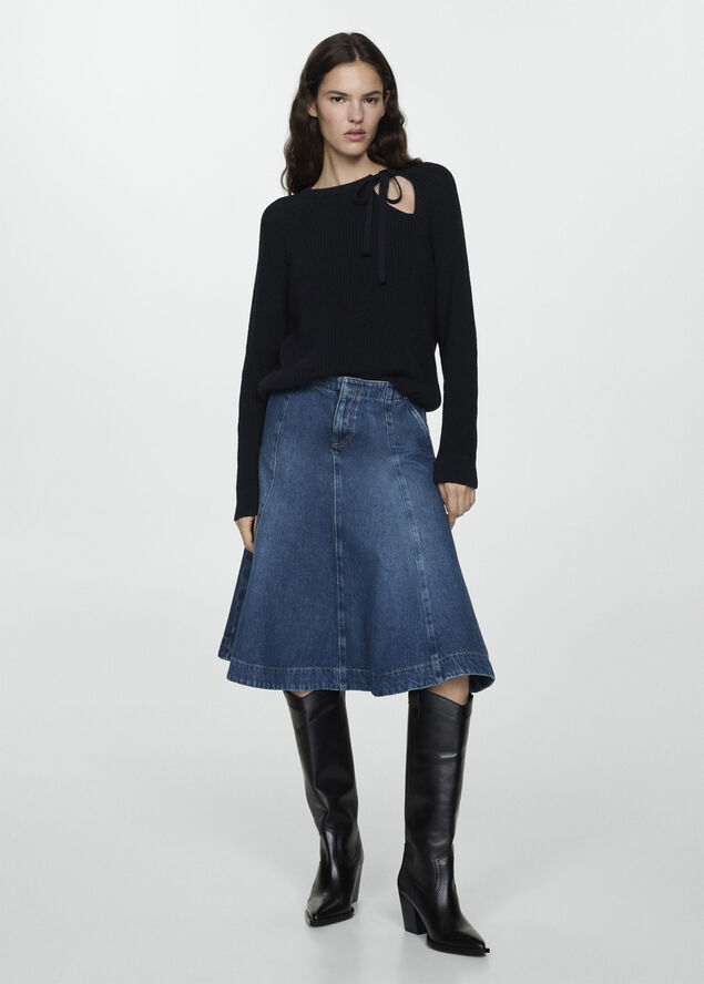 MANGO Cut-out knitted sweater Navy