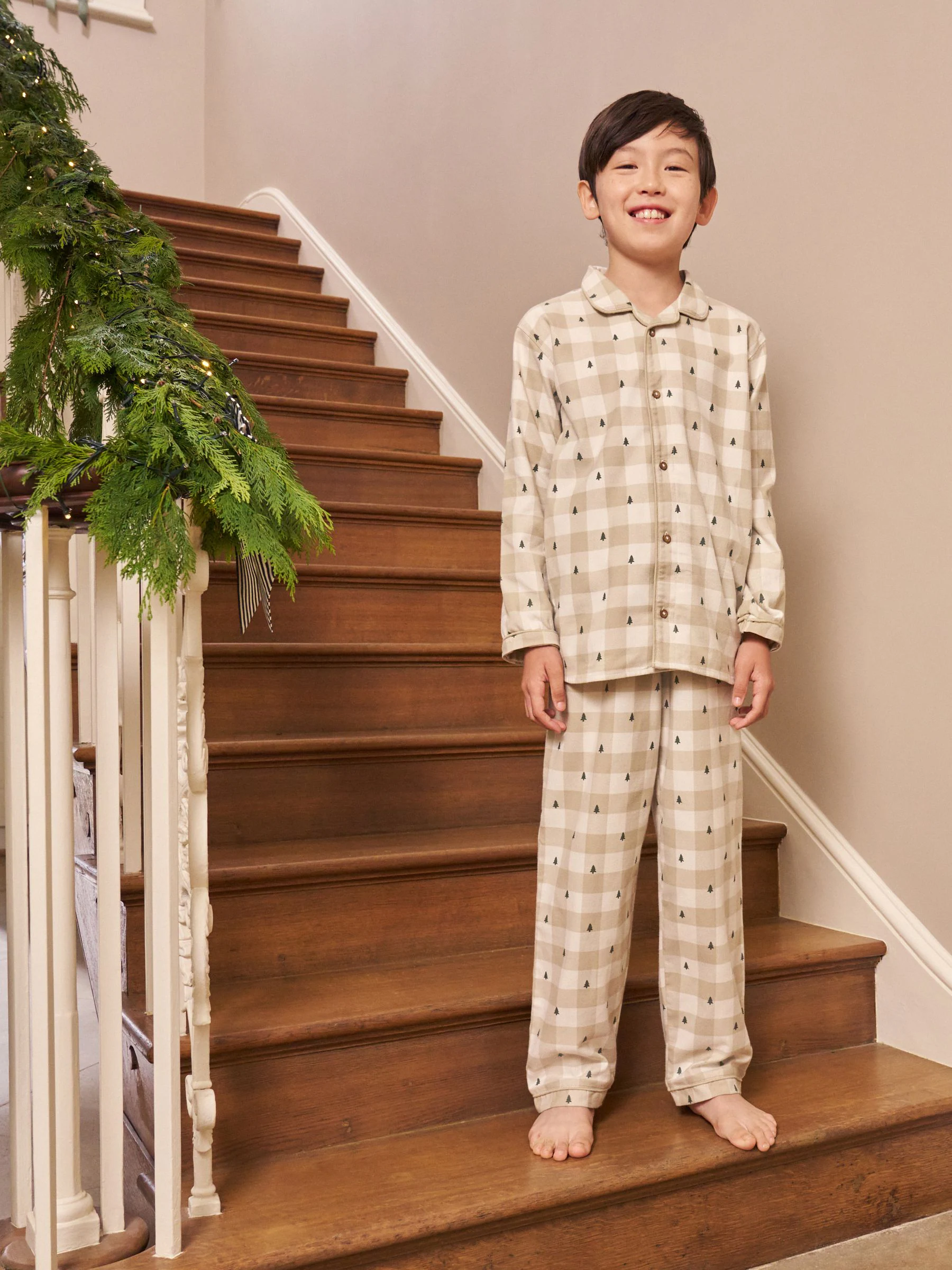 Neutraal geruit - Matching Family - Kerstpyjama met knoopsluiting (9mnd-16jr)