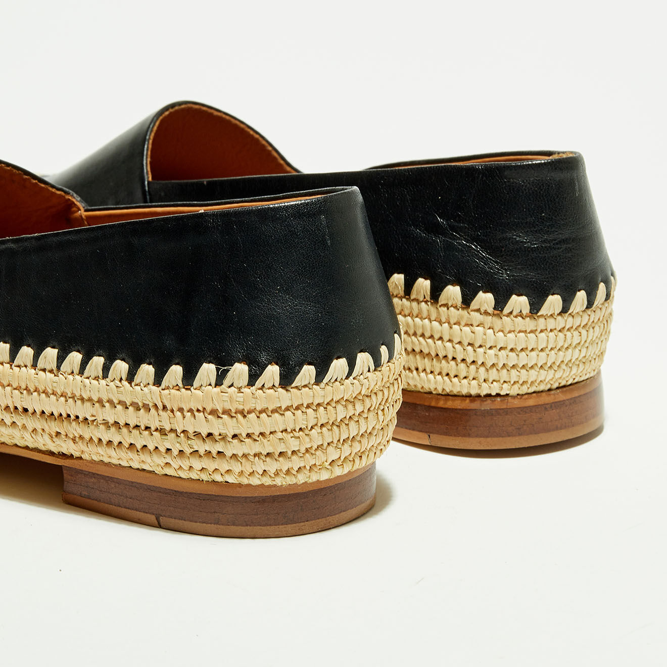 Quartier Latin Mocassins en Cuir & Raphia noires