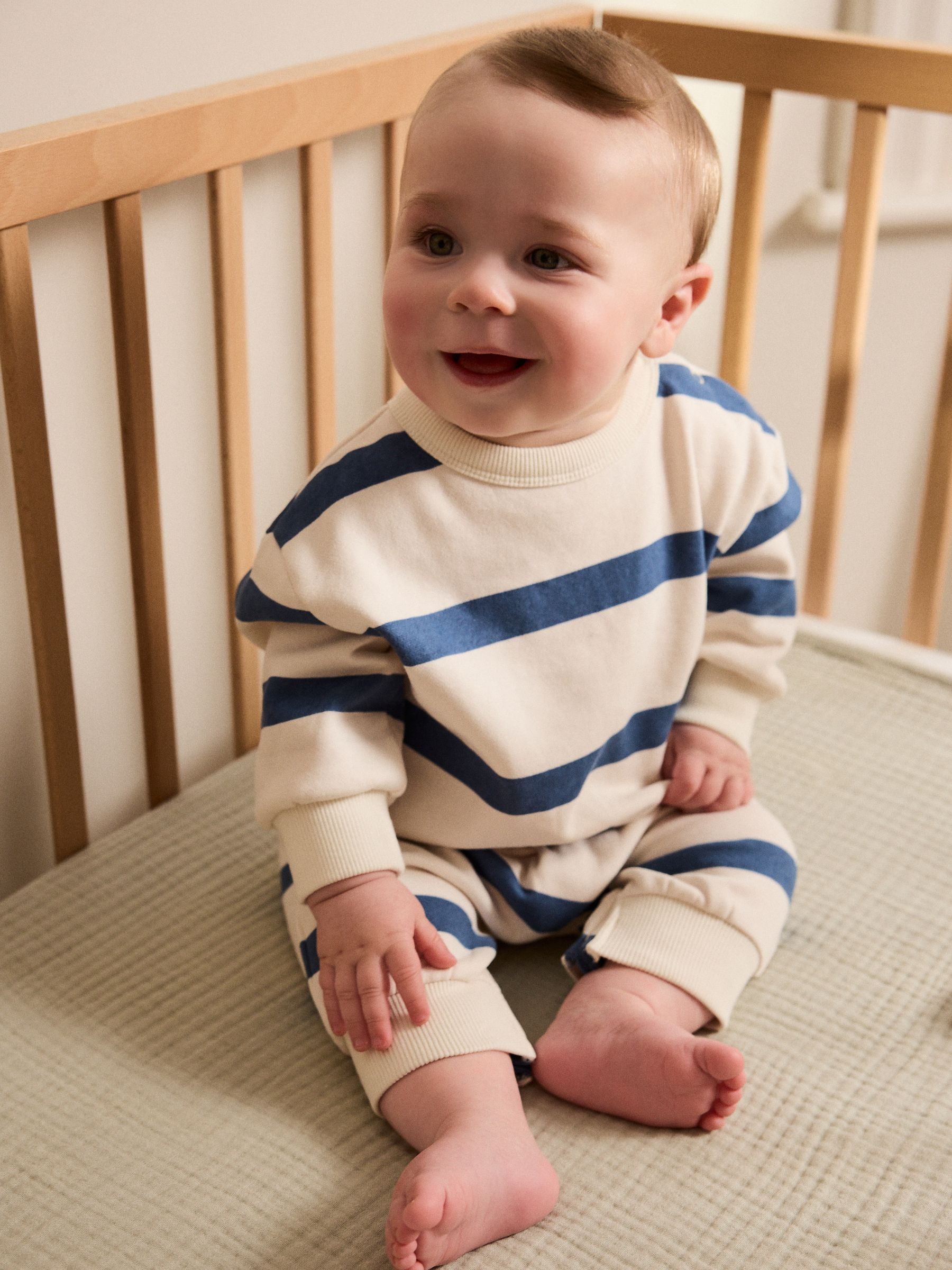Blauw gestreept - Baby joggingromper (0mnd-3jr)