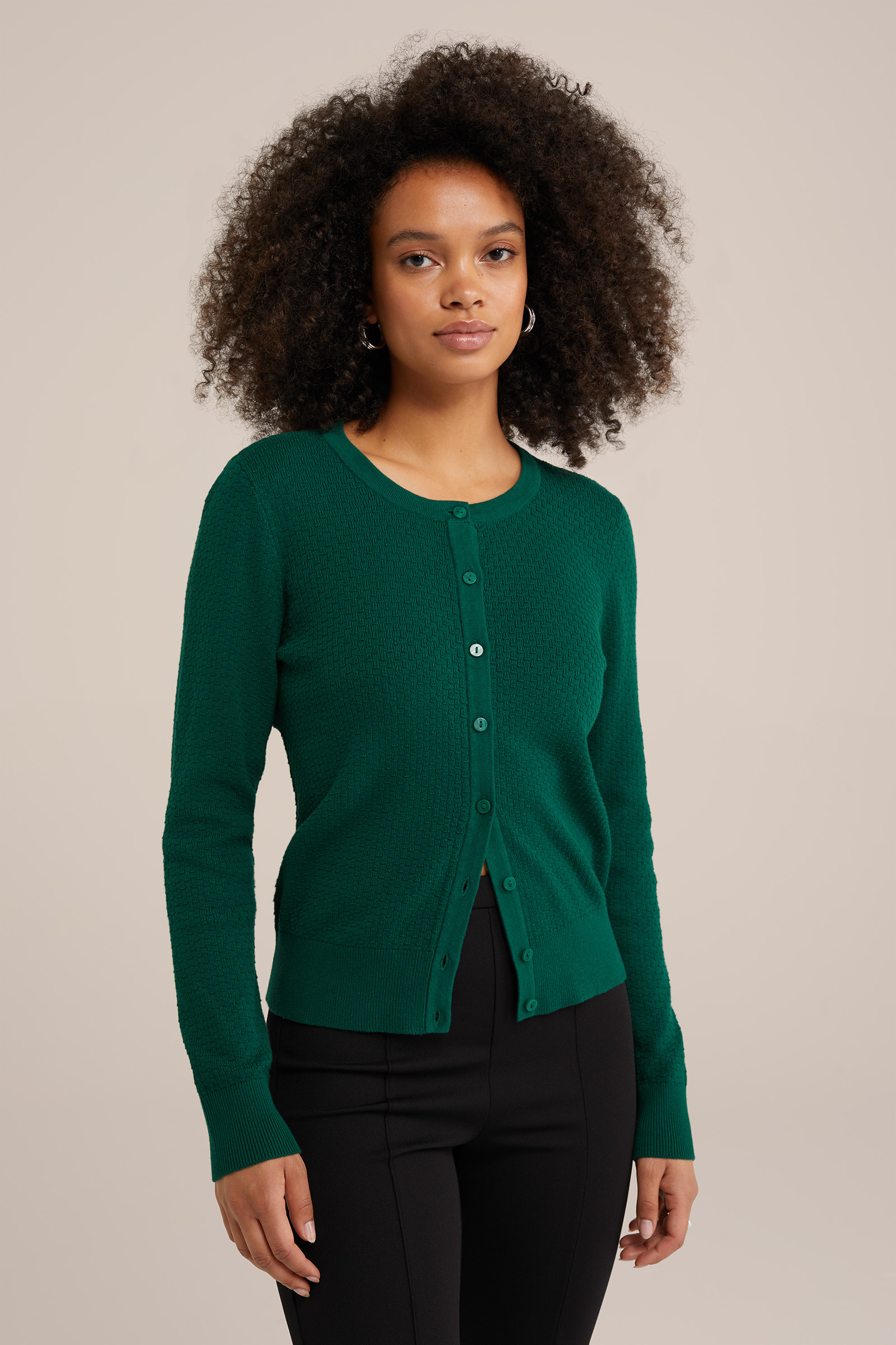 vest met structuur WE Fashion Donkergroen