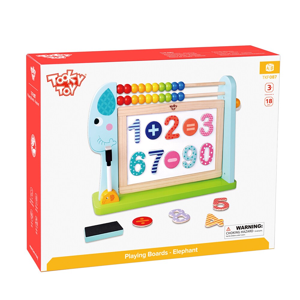 Tooky Toy TKF087 Kindertafel Rechenschieber Marker magnetische Zahlen ab 3 Jahre bunt
