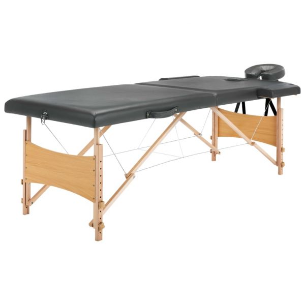 Mesa Massagens com 2 Zonas Estrutura Madeira 186x68 cm Antracite