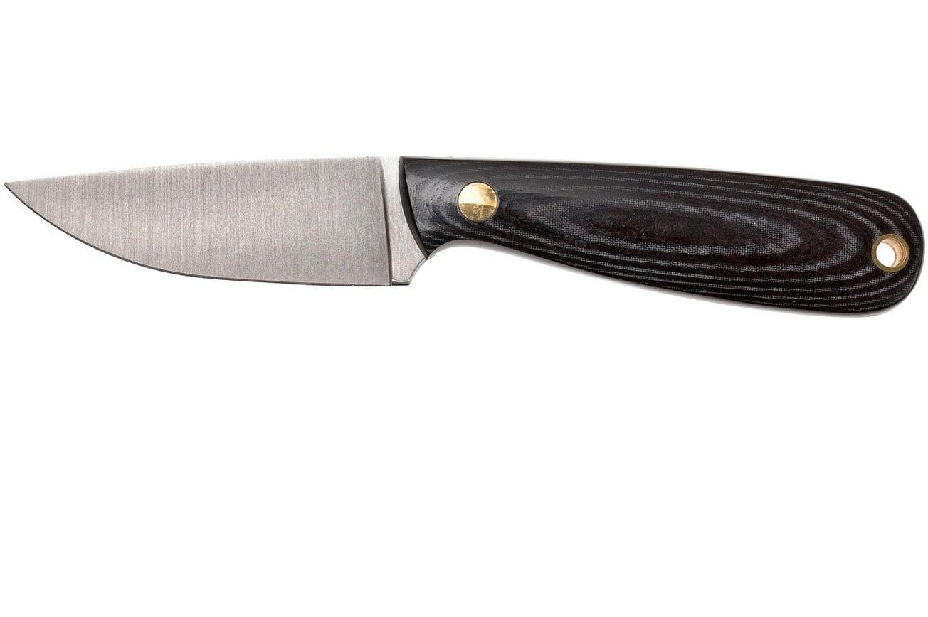 Brisa Necker 70, zwart micarta, lederen sheath 9803