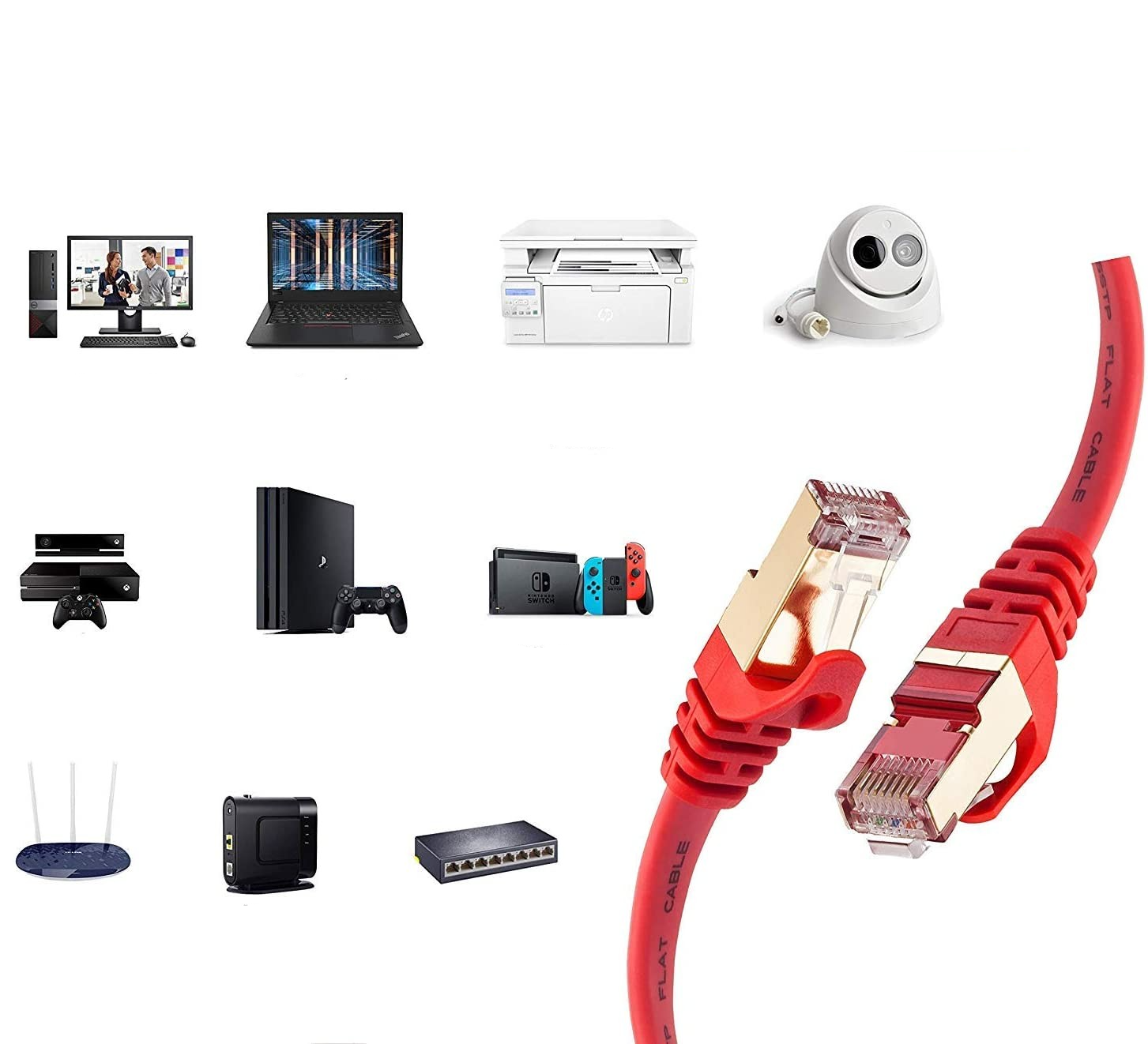 (1m) 10 Gigabit Ethernet LAN RJ45 Internet Netzwerk Kabel (CAT-7) - Schwarz