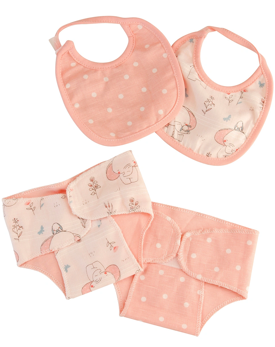 Puppenzubehör WINDEL&LÄTZCHEN - ELEFANT (37cm) 4-teilig in rosé