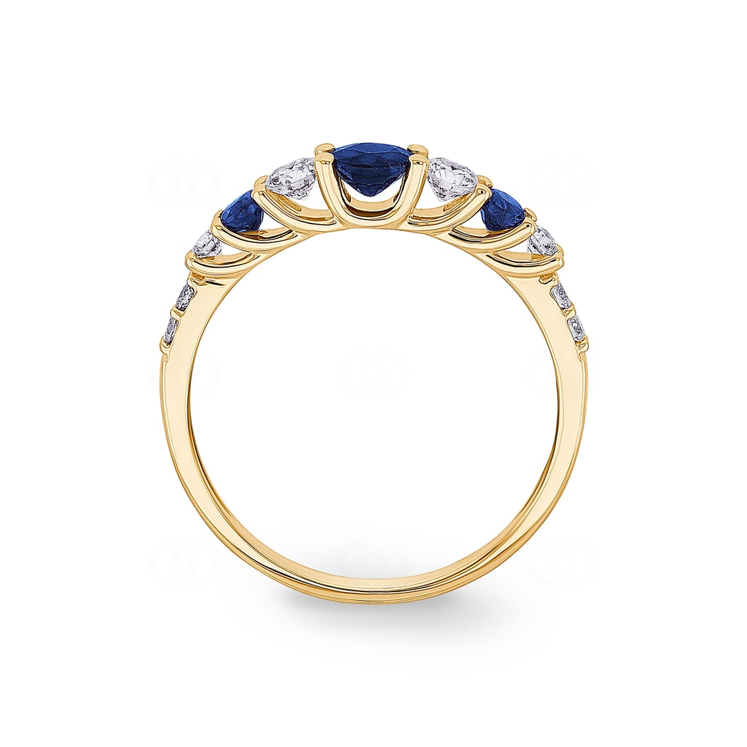 Mémoire Ring 750/18 K Gelbgold mit Saphiren & Diamanten 0.35 ct H/si