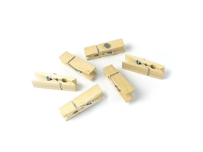 Trendform Haftmagnet Holzklammer 6er Set, Braun Clip zum Aufhängen von Fotos oder Erinnerungen