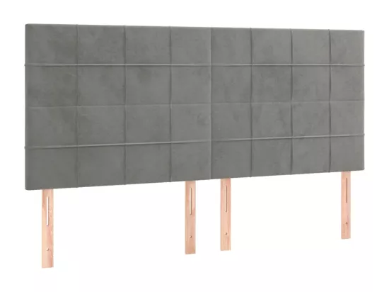 Sommier tapissier matelas et LED Gris clair 160x200 cm Velours