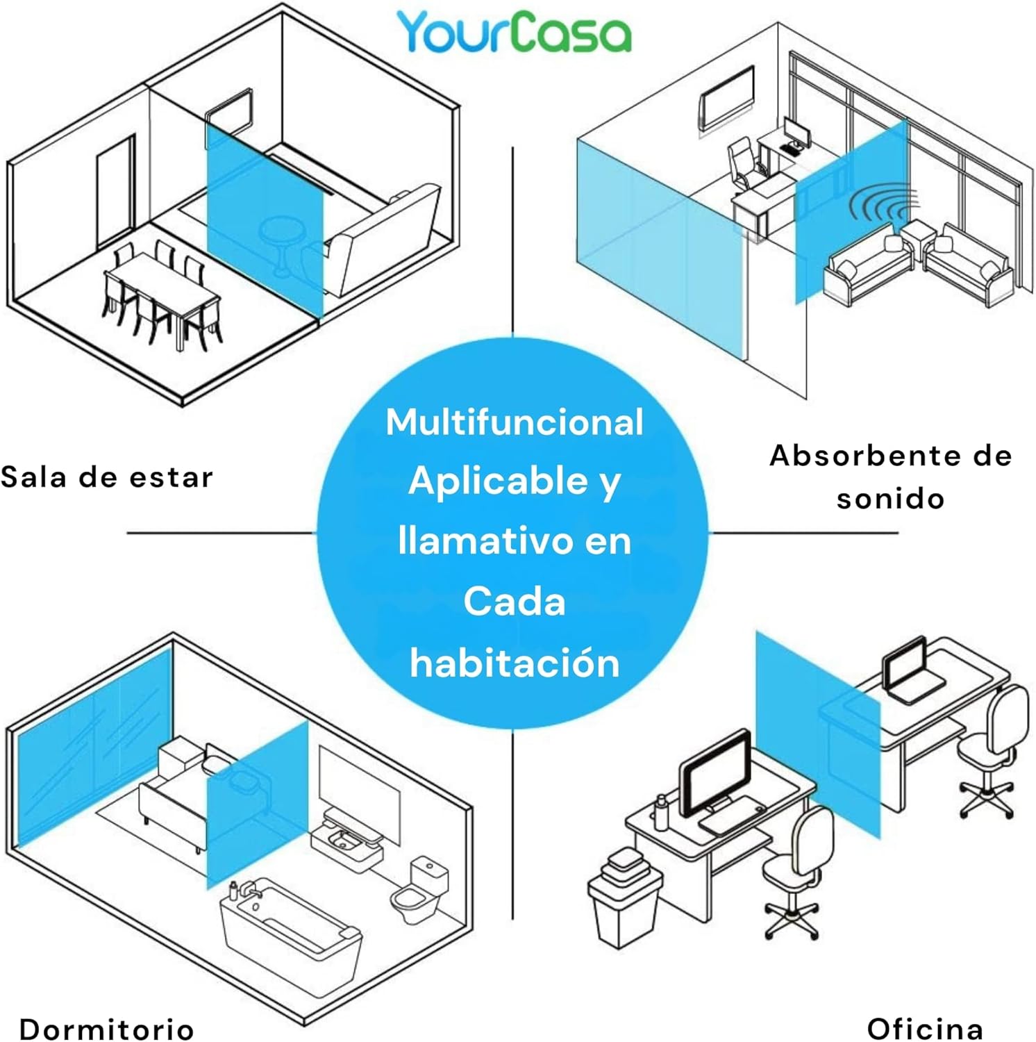 YourCasa - Raumteiler hängend [Designelement] Blickfang und Dekoration in jedem Raum | Trennwand ist Lichtdurchlässig - Raumtrenner 118 x 240 cm- Paravent bietet Sichtschutz - Multifunktional (Weiss)
