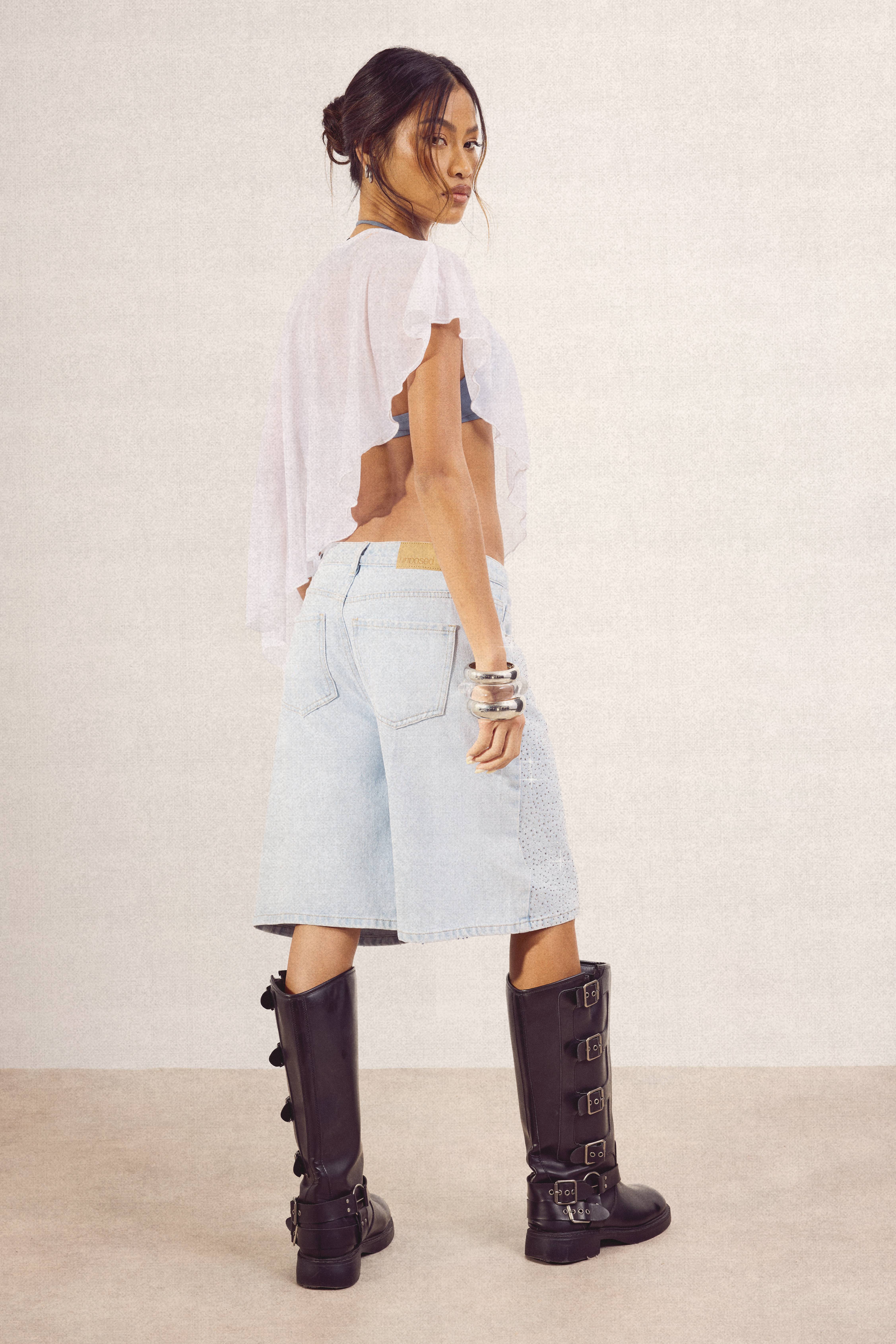 boohoo Short En Jean Orné