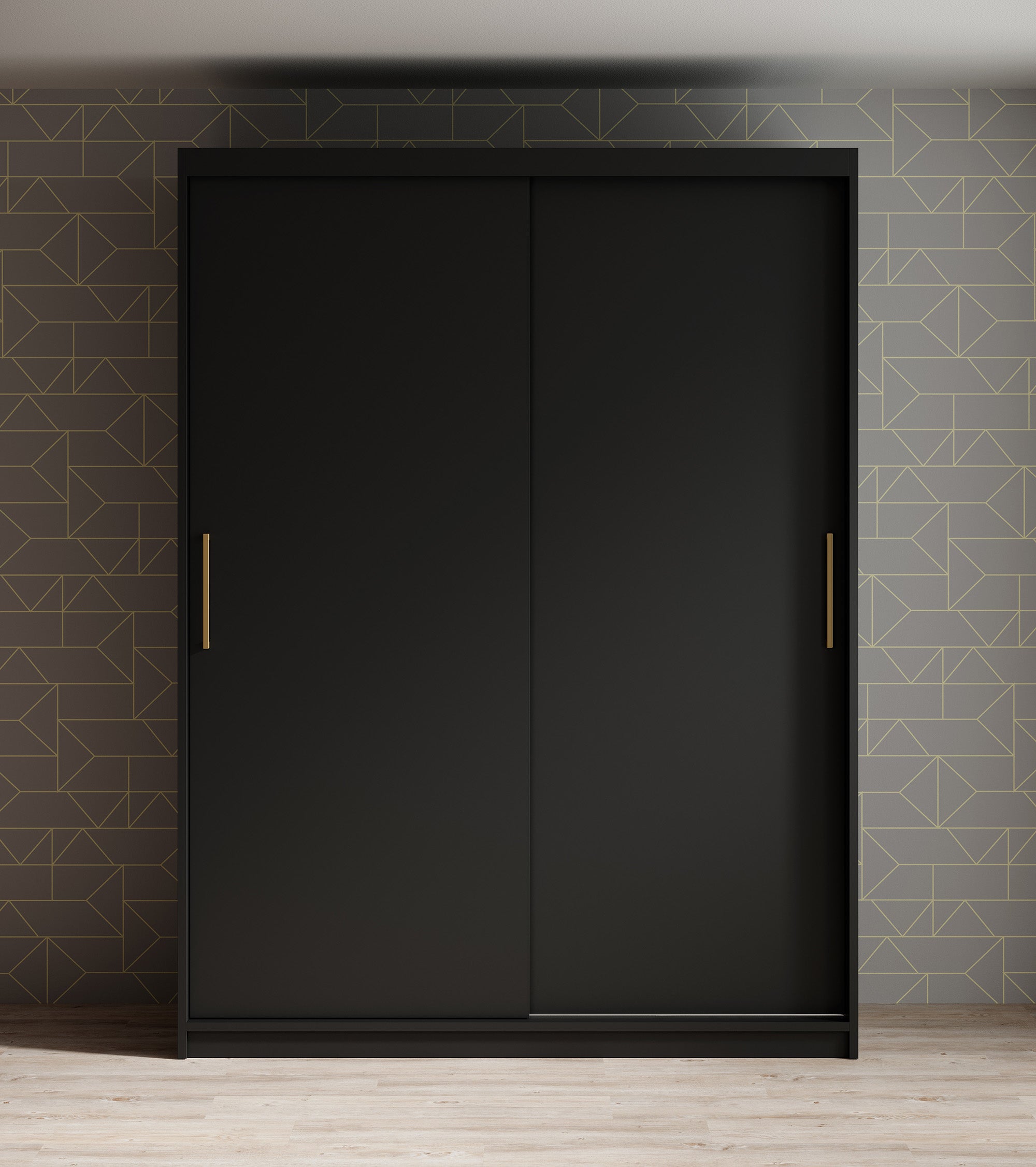 Mandalin - Kledingkast met schuifdeuren - Zwart - 150x62x200 cm