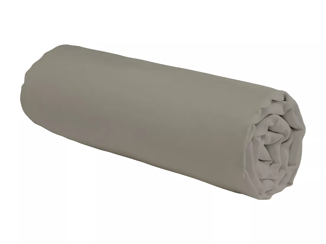 Drap housse en coton 57 fils uni bonnet 25cm vison 90x190cm